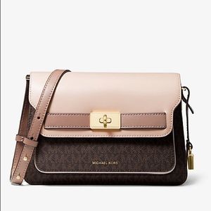 Tatiana Large Logo and Leather Shoulder Bag